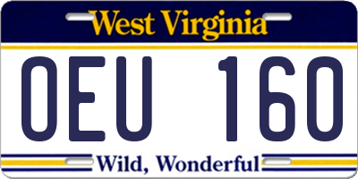 WV license plate OEU160