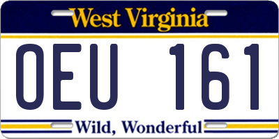 WV license plate OEU161