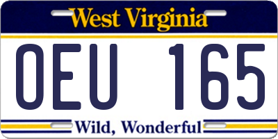 WV license plate OEU165