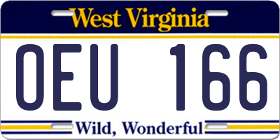 WV license plate OEU166