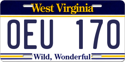 WV license plate OEU170