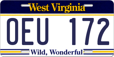 WV license plate OEU172