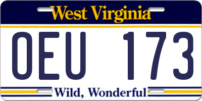 WV license plate OEU173