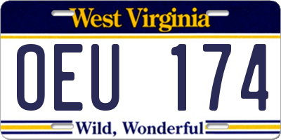 WV license plate OEU174