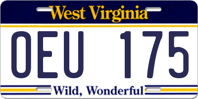 WV license plate OEU175