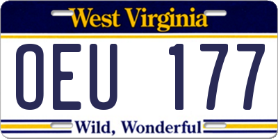 WV license plate OEU177