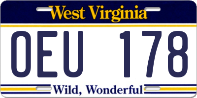 WV license plate OEU178