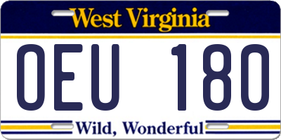 WV license plate OEU180