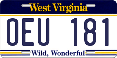WV license plate OEU181