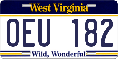 WV license plate OEU182