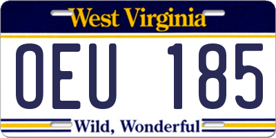 WV license plate OEU185