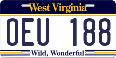 WV license plate OEU188