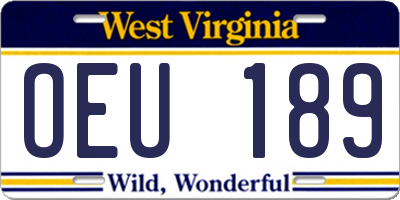 WV license plate OEU189