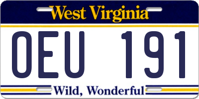 WV license plate OEU191