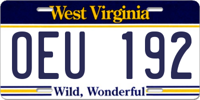 WV license plate OEU192