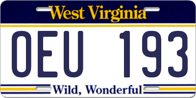 WV license plate OEU193