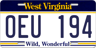 WV license plate OEU194