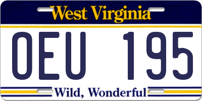 WV license plate OEU195