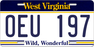 WV license plate OEU197