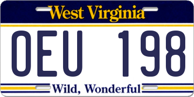 WV license plate OEU198