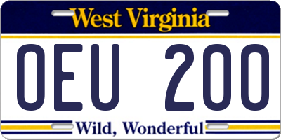 WV license plate OEU200