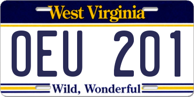 WV license plate OEU201