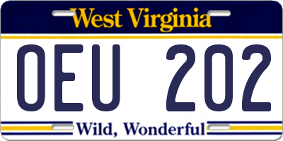WV license plate OEU202