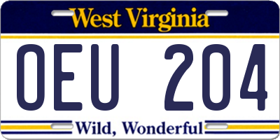 WV license plate OEU204