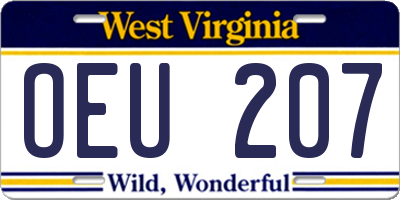 WV license plate OEU207