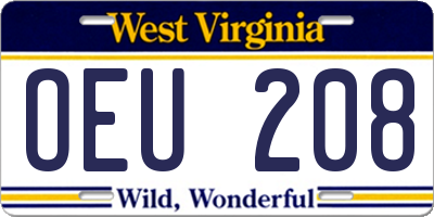 WV license plate OEU208