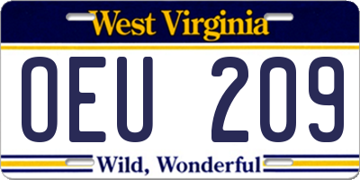 WV license plate OEU209