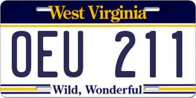 WV license plate OEU211