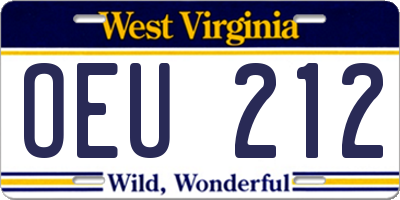 WV license plate OEU212