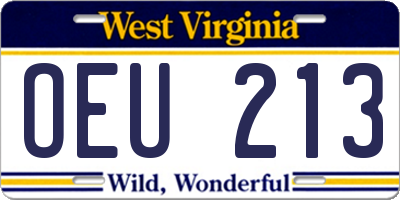 WV license plate OEU213
