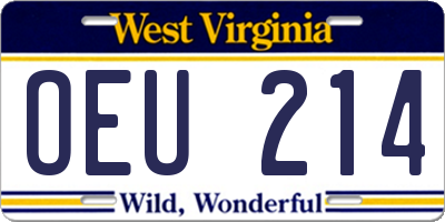 WV license plate OEU214