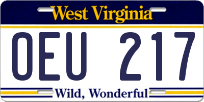 WV license plate OEU217