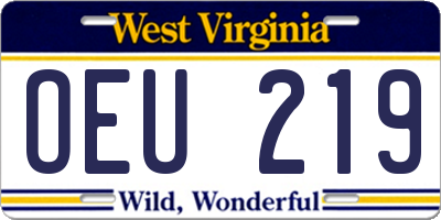 WV license plate OEU219
