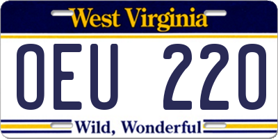 WV license plate OEU220