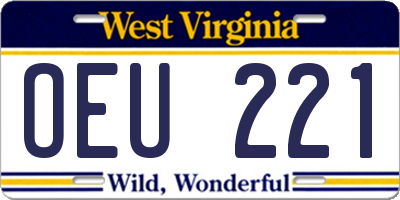 WV license plate OEU221