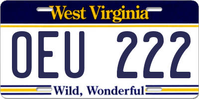 WV license plate OEU222