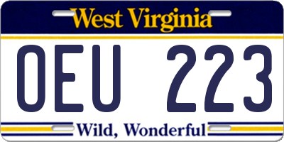 WV license plate OEU223