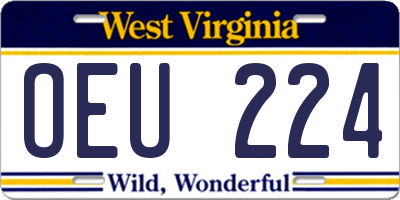 WV license plate OEU224