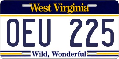 WV license plate OEU225
