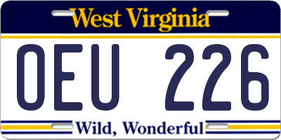 WV license plate OEU226