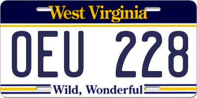 WV license plate OEU228