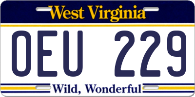 WV license plate OEU229