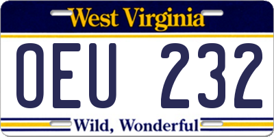 WV license plate OEU232