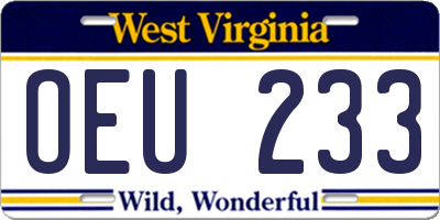WV license plate OEU233