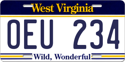 WV license plate OEU234