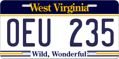 WV license plate OEU235